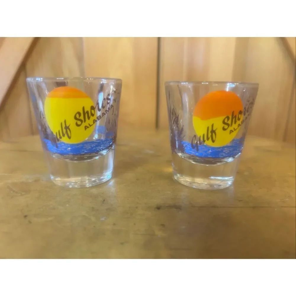 GULF SHORES ALABAMA BEACH SHOT GLASS Lot Of 2 (5992)